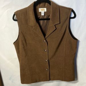 Talbots skirt-12 petite/vest-(M) petite. Both fully lined, faux suede.